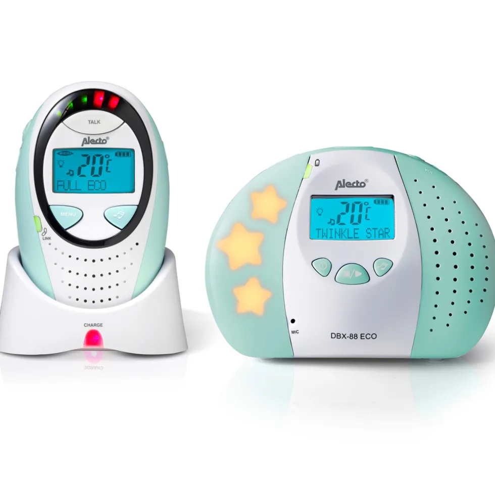 Alecto DBX-88MT - Full Eco DECT babyfoon met display, wit/mintgroen