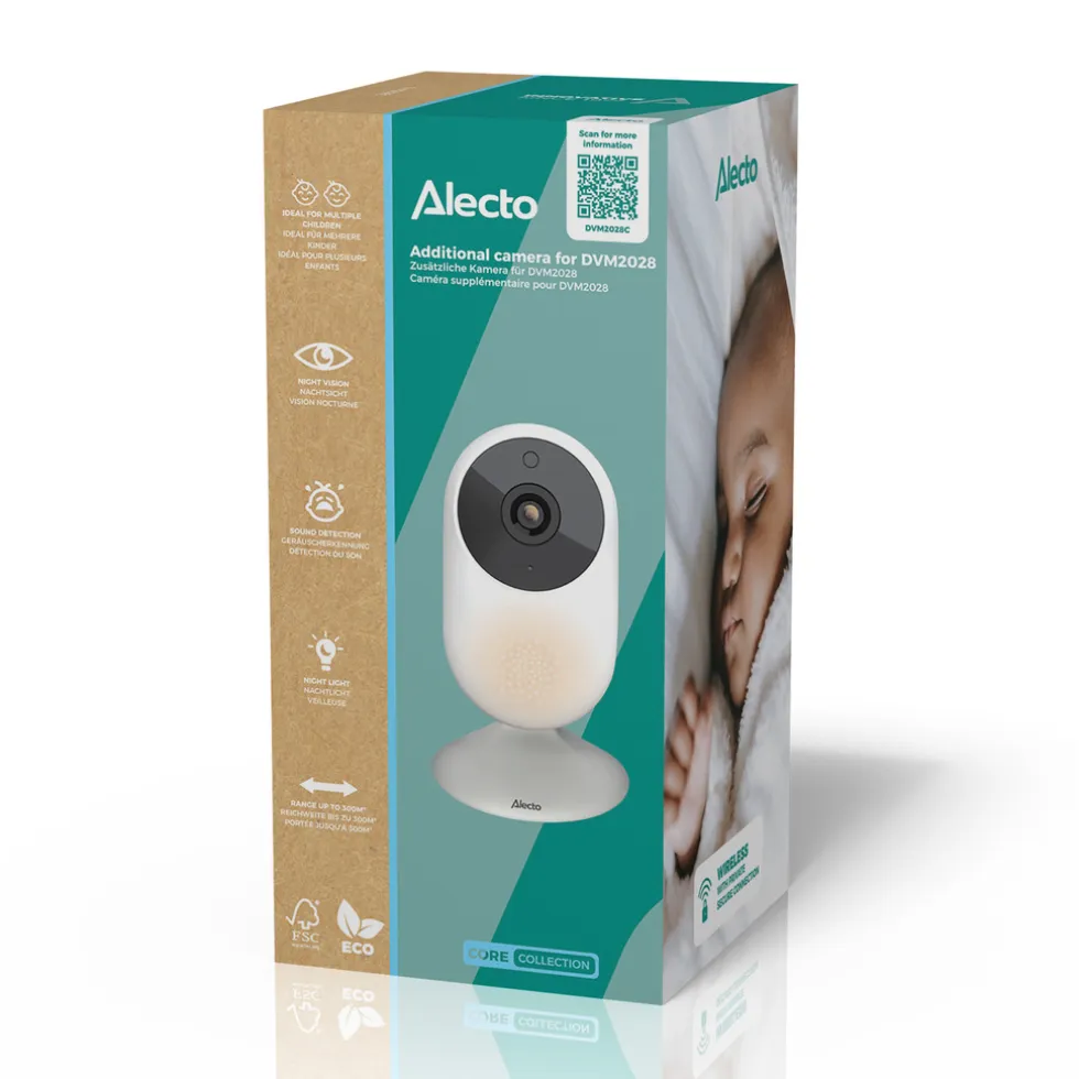Alecto DVM2028C - Extra camera voor de Alecto DVM2028 Babyfoon - Wit