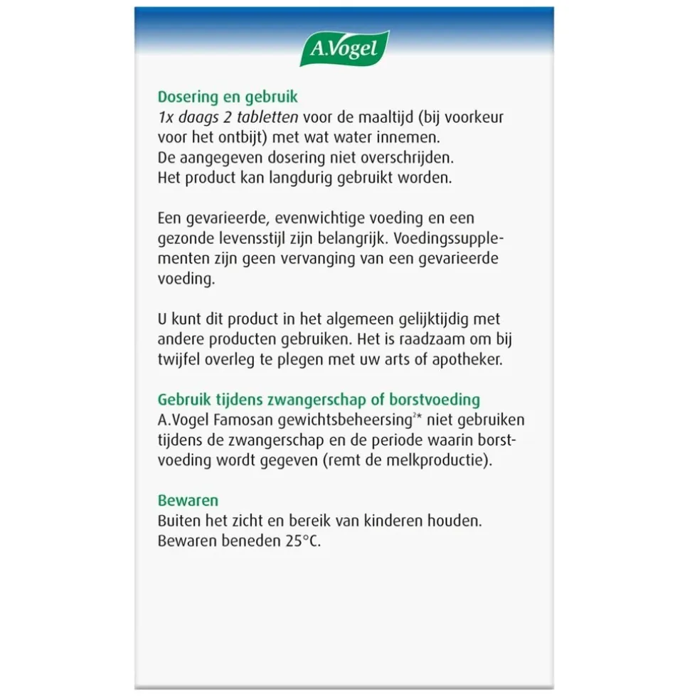A.Vogel Overgang Famosan Gewichtsbeheersing2* Tabletten