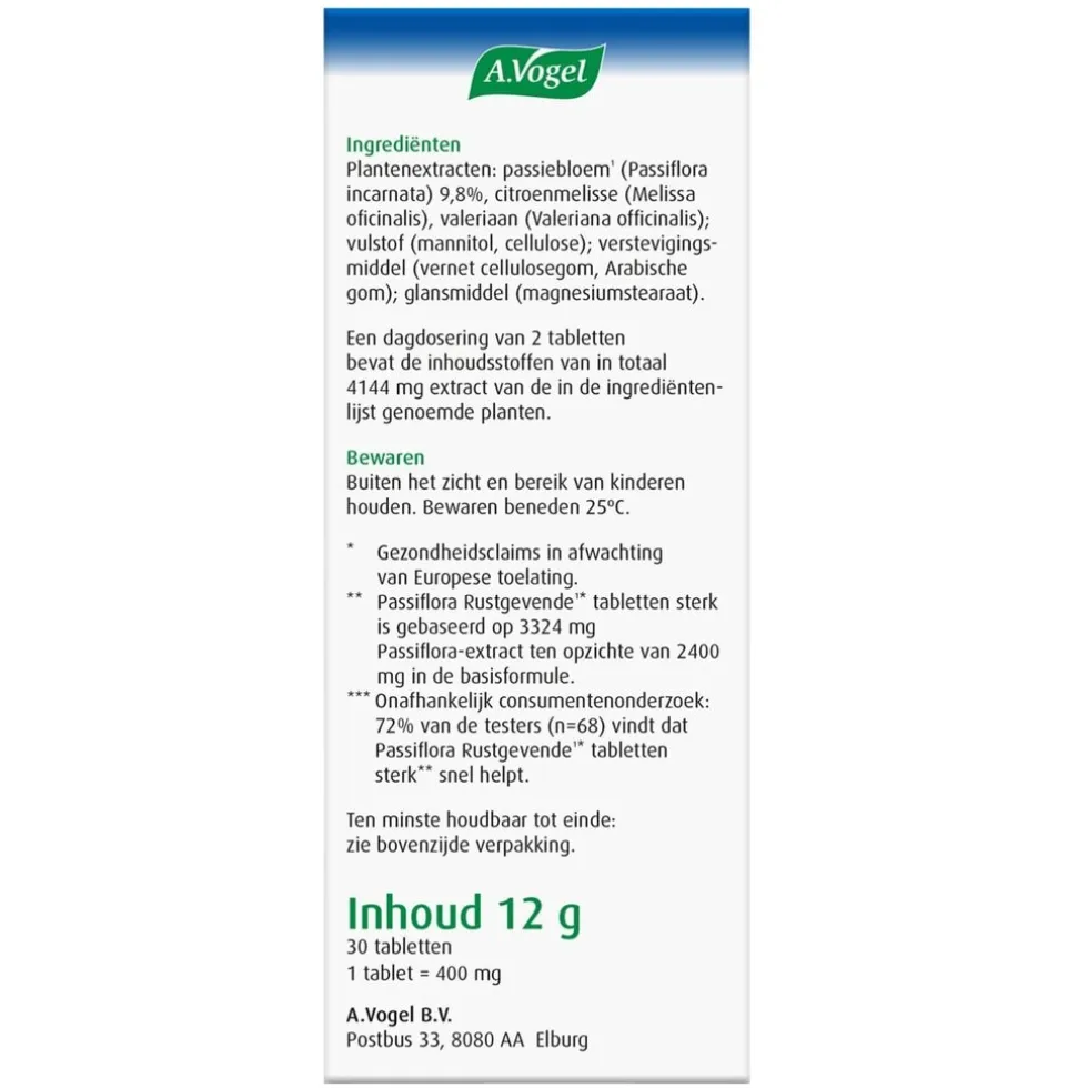 A.Vogel Passiflora Sterk** Rustgevende Tabletten