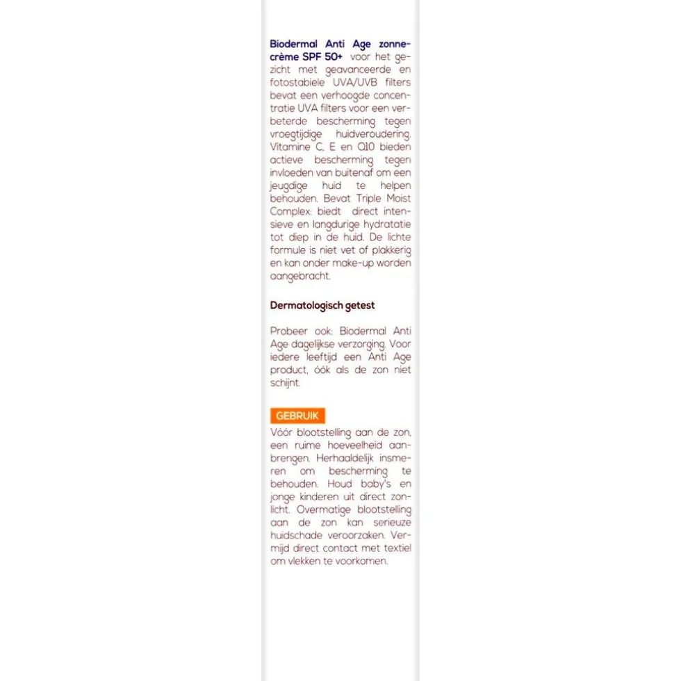 Biodermal Anti Age SPF50+ Zonnecrème voor het Gezicht
