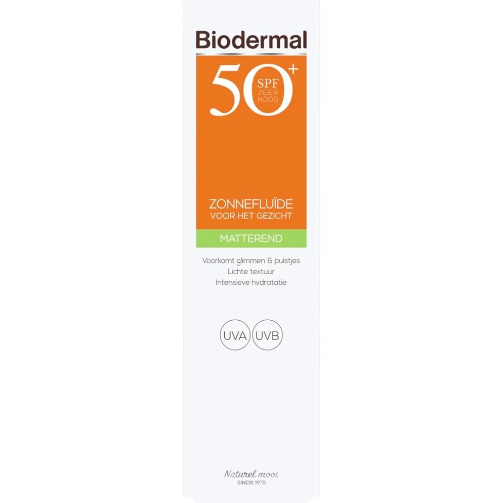 Biodermal SPF50+ Matterende Zonnefluïde voor je Gezicht