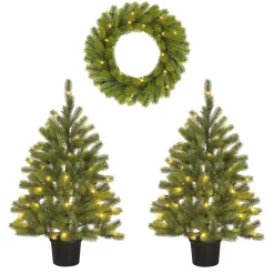 Black Box Trees Kunstkerstboompjes met krans verlicht