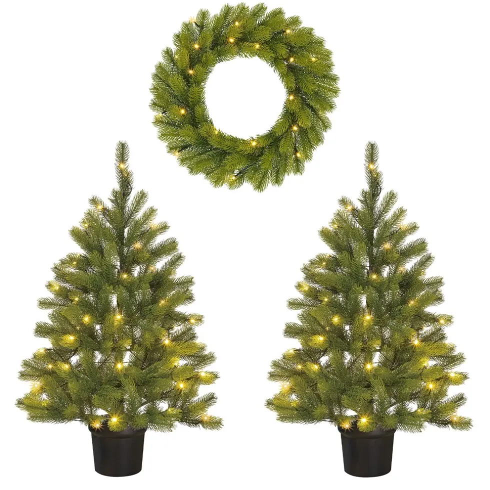Black Box Trees Kunstkerstboompjes met krans verlicht