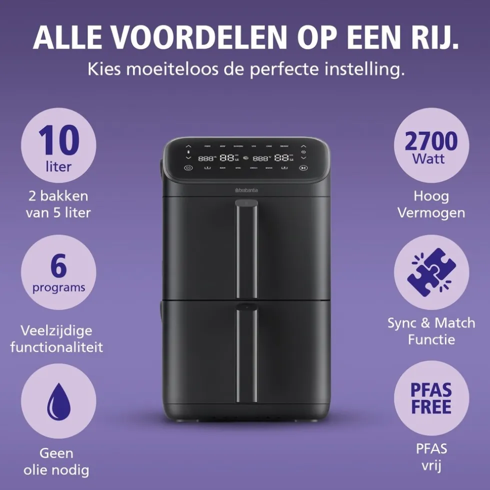 Brabantia Dubbele Airfryer XXL BBEK1240