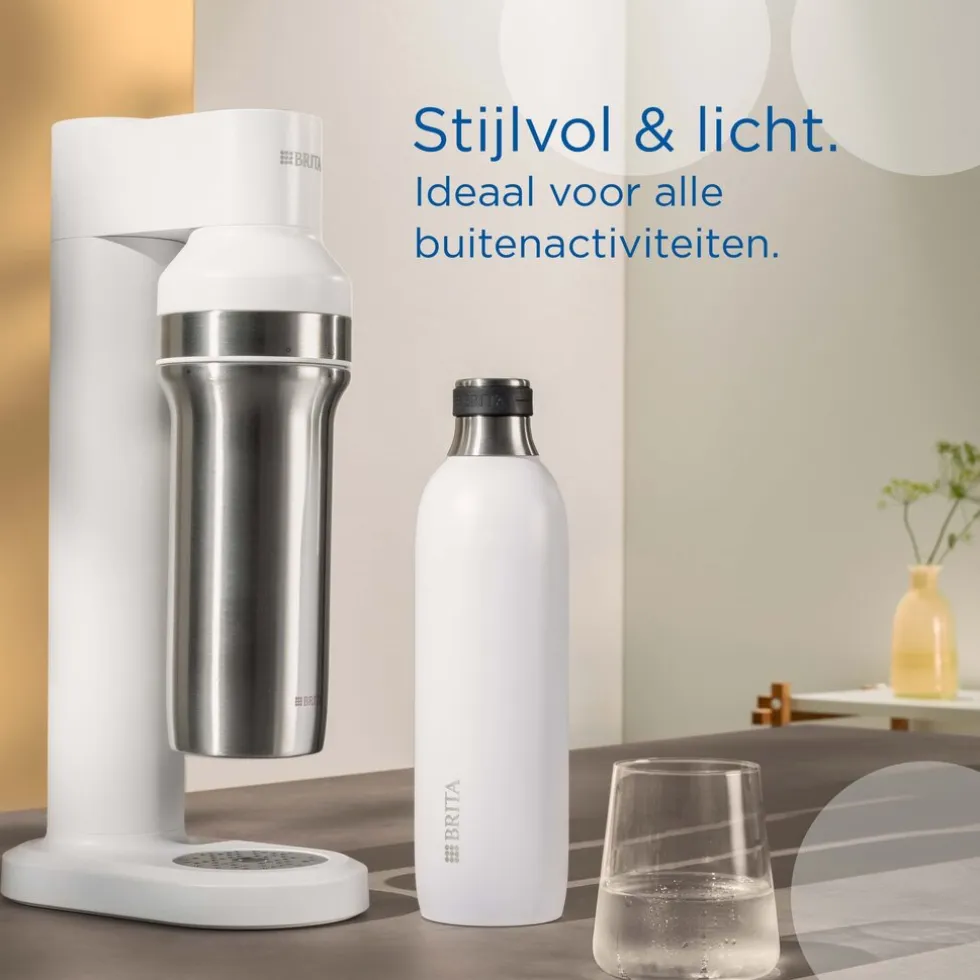 BRITA SodaTRIO RVS Grote Fles Wit Single Unit