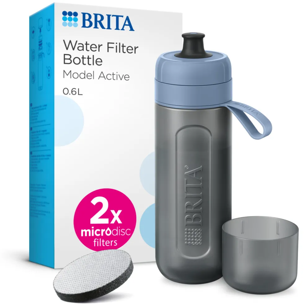BRITA Waterfilterfles Active 0.6L Donkerblauw inclusief 2 MicroDisc Single Unit