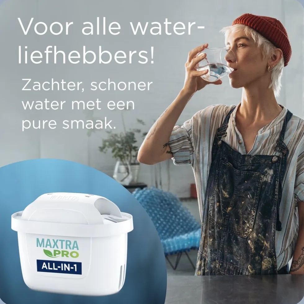 BRITA Waterfilterkan Glas 2.5L Blauw inclusief 1 MAXTRA PRO waterfilterpatroon Single Unit