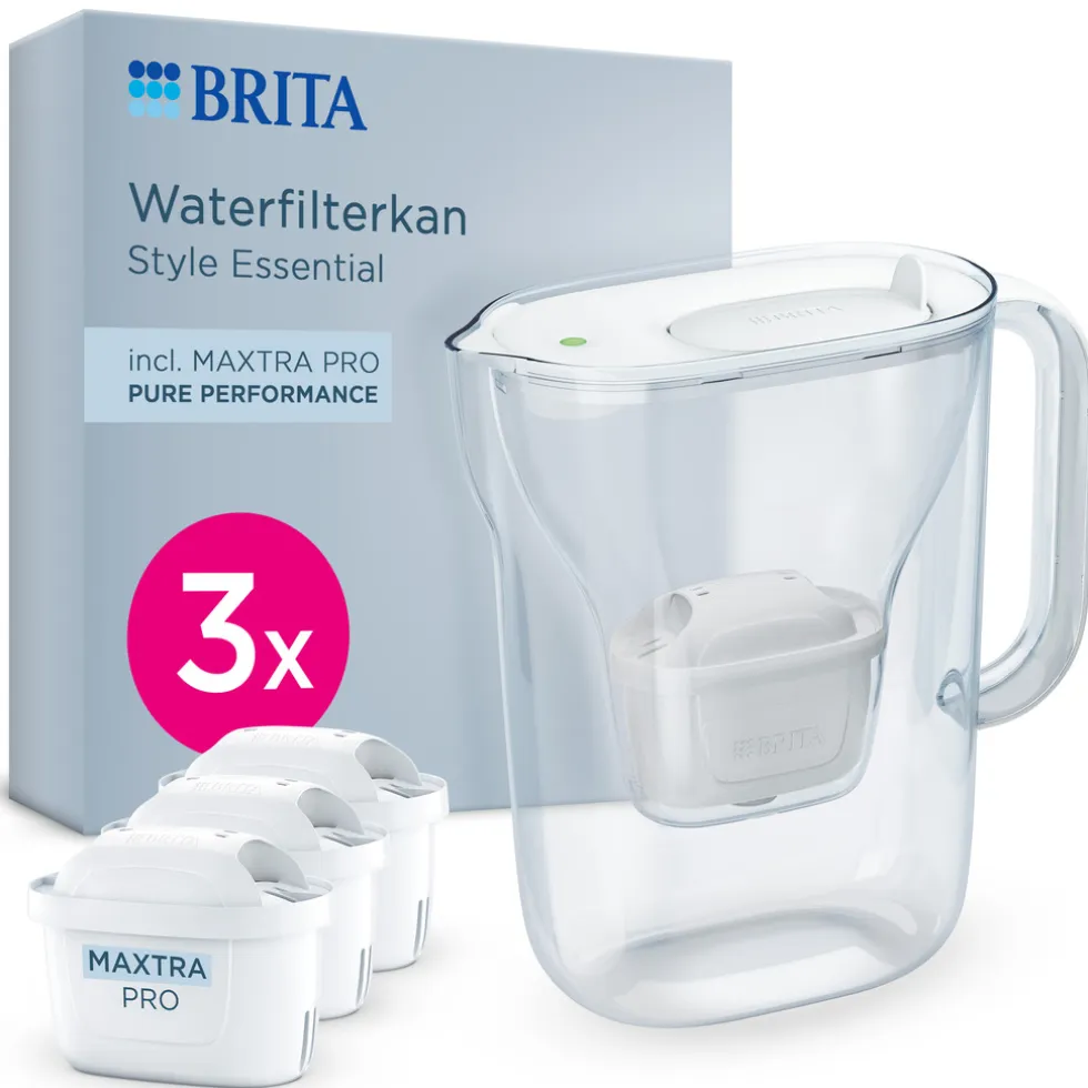 BRITA waterfilterkan Style Essential Wit (2,4L) incl. 3x MAXTRA PRO Pure Performance