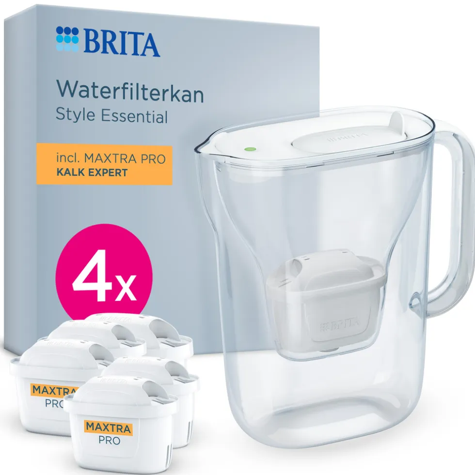 BRITA waterfilterkan Style Essential Wit (2,4L) incl. 4x MAXTRA PRO KALK EXPERT