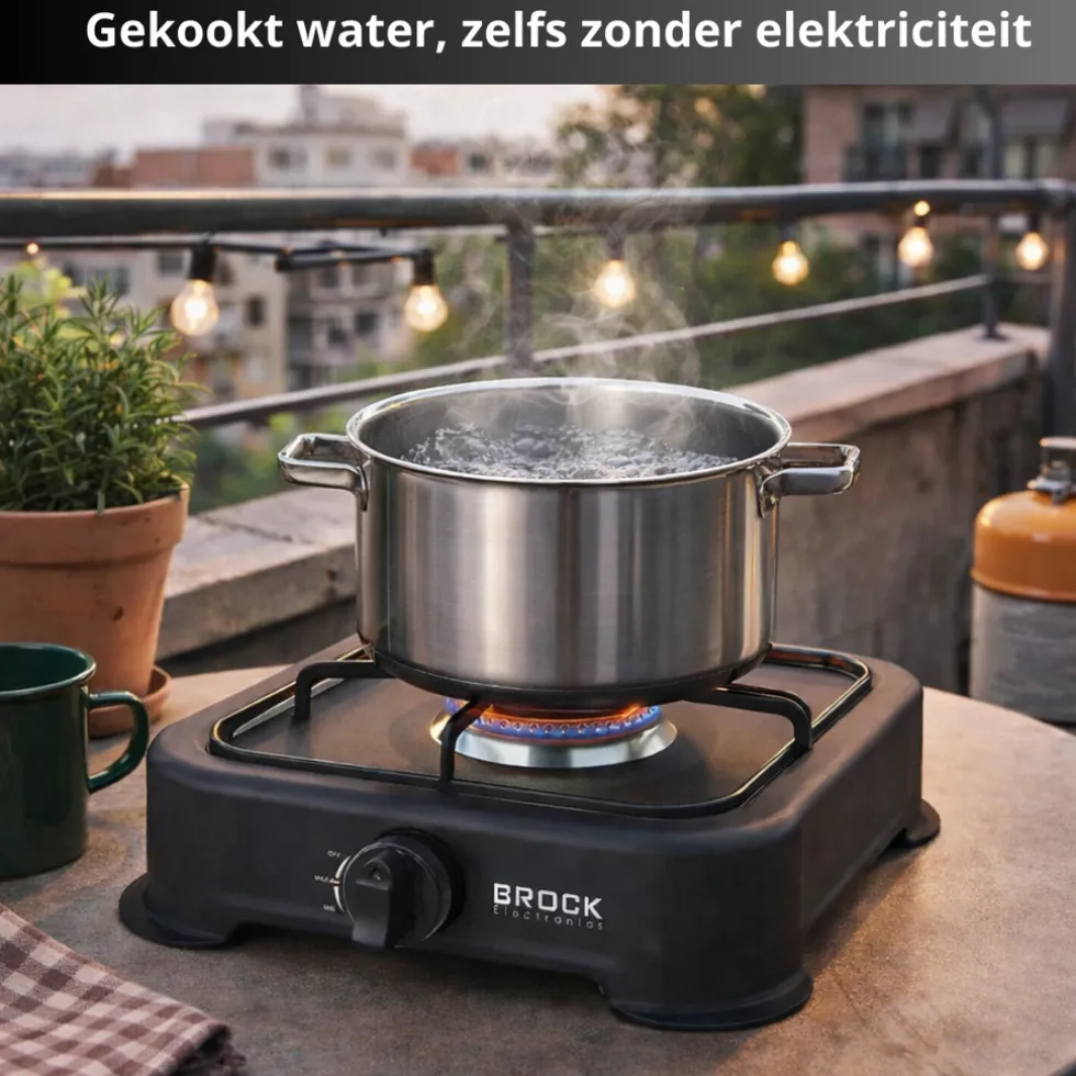 Brock Electronics draagbaar 1 pits gasfornuis camping kookstel