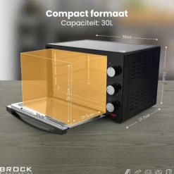 Brock Electronics elektrische mini vrijstaande convectie grill oven