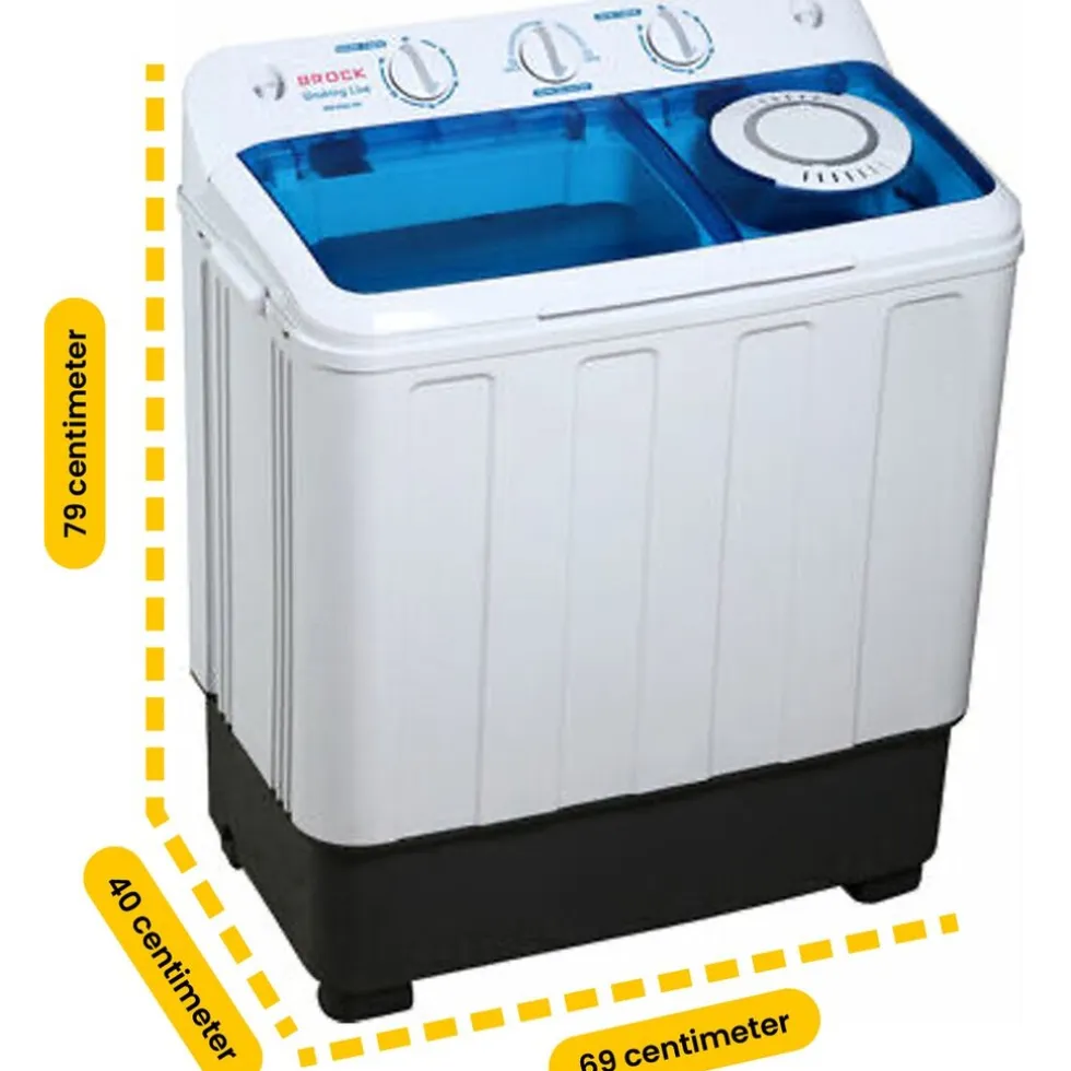 Brock xl camping wasmachine met dubbele trommel 6,8kg was en 5,0kg centrifuge capaciteit