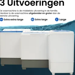 Brock xl camping wasmachine met dubbele trommel 6,8kg was en 5,0kg centrifuge capaciteit