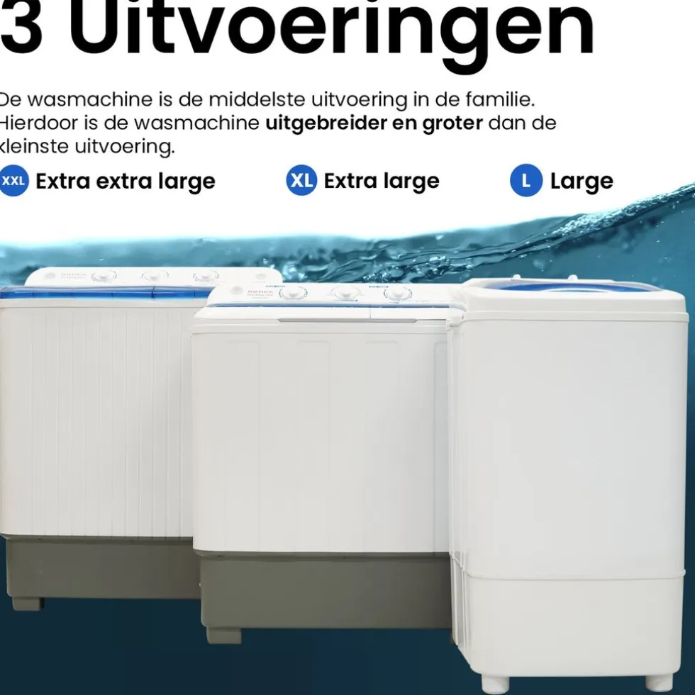 Brock xl camping wasmachine met dubbele trommel 6,8kg was en 5,0kg centrifuge capaciteit