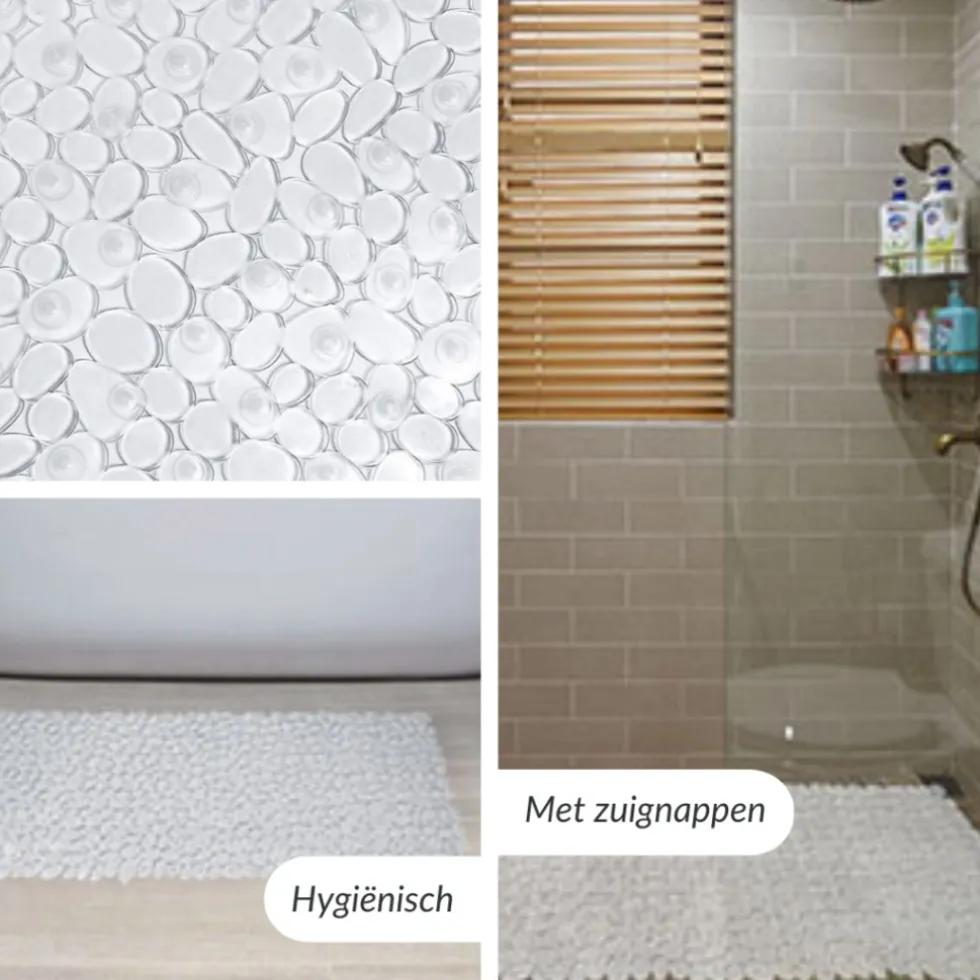 Buxibo Antislip Douchemat Badmat met Zuignappen voor Bad Douche Badkamer