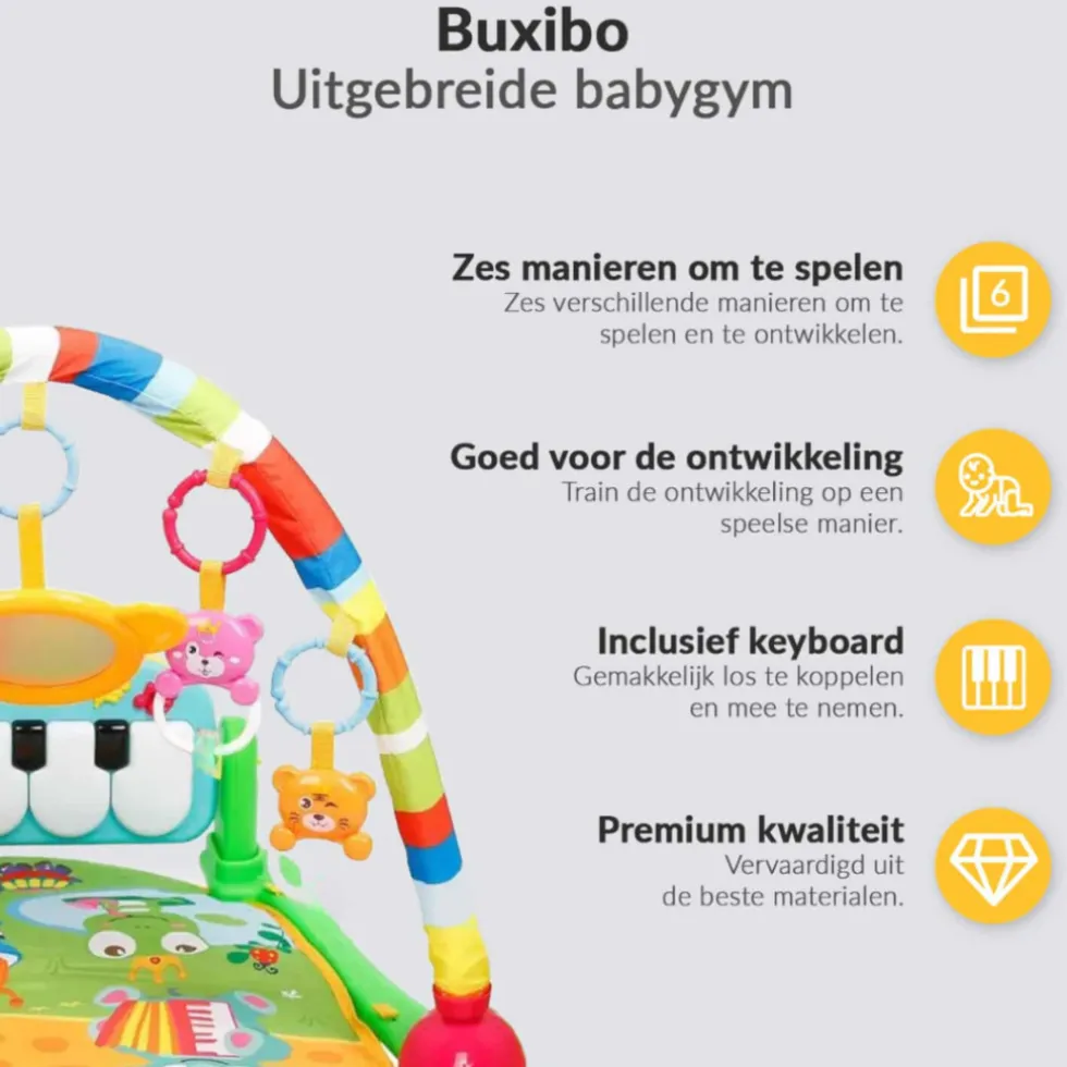 Buxibo 3-in-1 Baby/Peuter Gym Piano Speelmat voor Baby's
