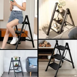 Buxibo Keukentrapje Vouwladder 3 Staps Keukenopstapje Opvouwbare ladderkruk