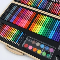 Buxibo Luxe 180 Delige Tekenset Tekendoos met Kleurpotloden Waskrijt Acrylverf