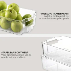 Buxibo 4x Koelkast Organizers Set Multifunctionele Koelkast/Badkamer/Kast/Kantoor Bakjes