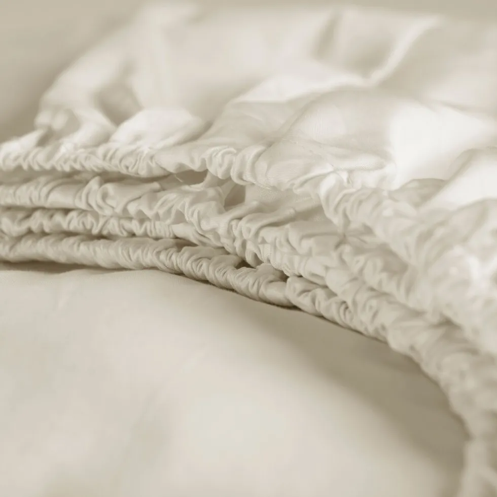 Cinderella Dubbele Splittopper Hoeslaken Katoen Satijn Sunday - ivory 180x210cm
