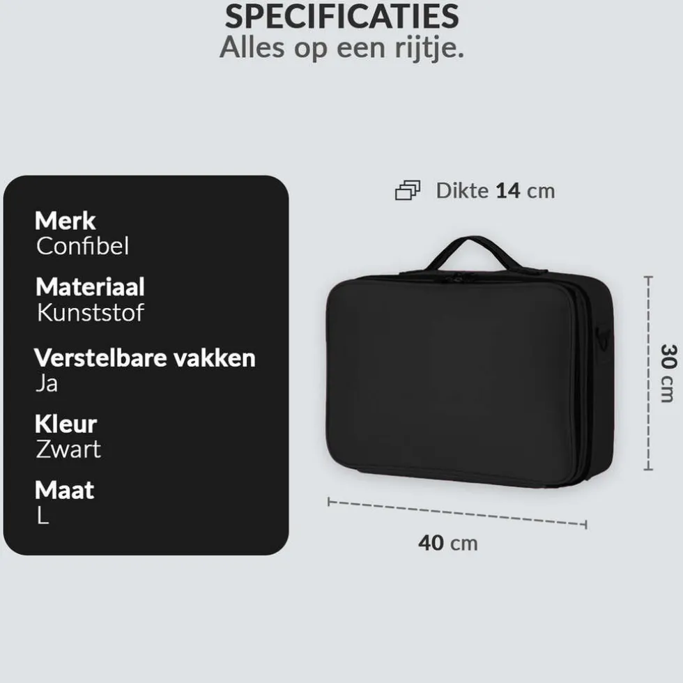 Confibel Cosmetica Koffer Make-up Koffer met verstelbare vakken