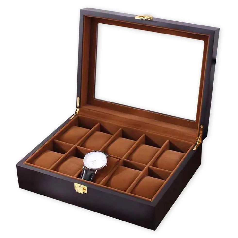 Confibel Horloge box voor uw juwelen en sieraden 10 compartimenten met kussentjes