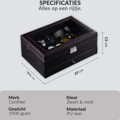 Confibel Luxe Horloge Box Sieraden/Brillen Doos