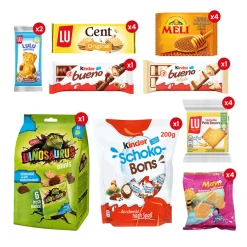 Cookies & snacks maandpakket Jules Destrooper, Lotus, LU, Kinder & Meli