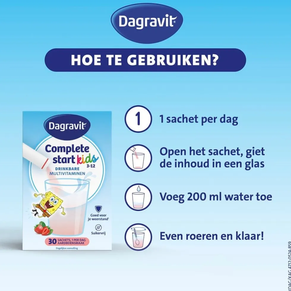 Dagravit Complete Start Kids 3-12 Drinkbare Multivitaminen Sachets