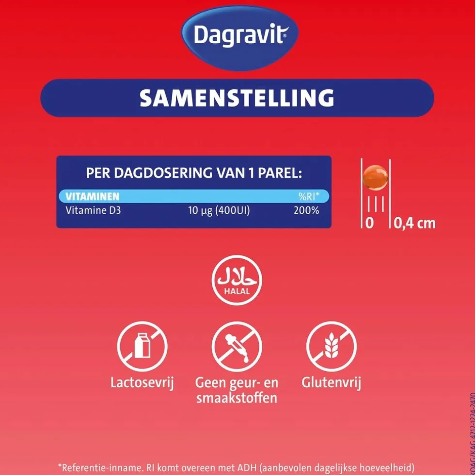 Dagravit Vitamine D3 10ug Parels