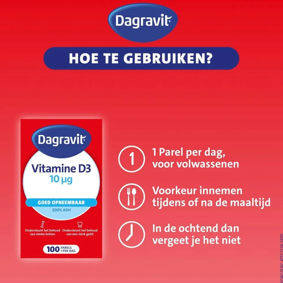 Dagravit Vitamine D3 10ug Parels