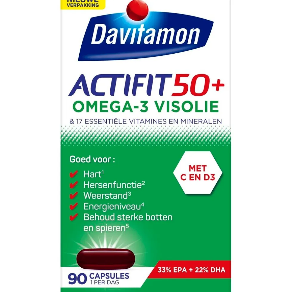 Davitamon Actifit 50+ Omega-3 Visolie Multivitamine & Mineralen Capsules
