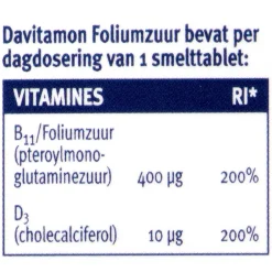 Davitamon Foliumzuur Extra Vitamine D3 Smelttabletten