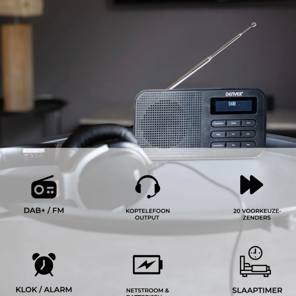 Denver DAB42B Noodradio DAB+/FM-radio met Bluetooth