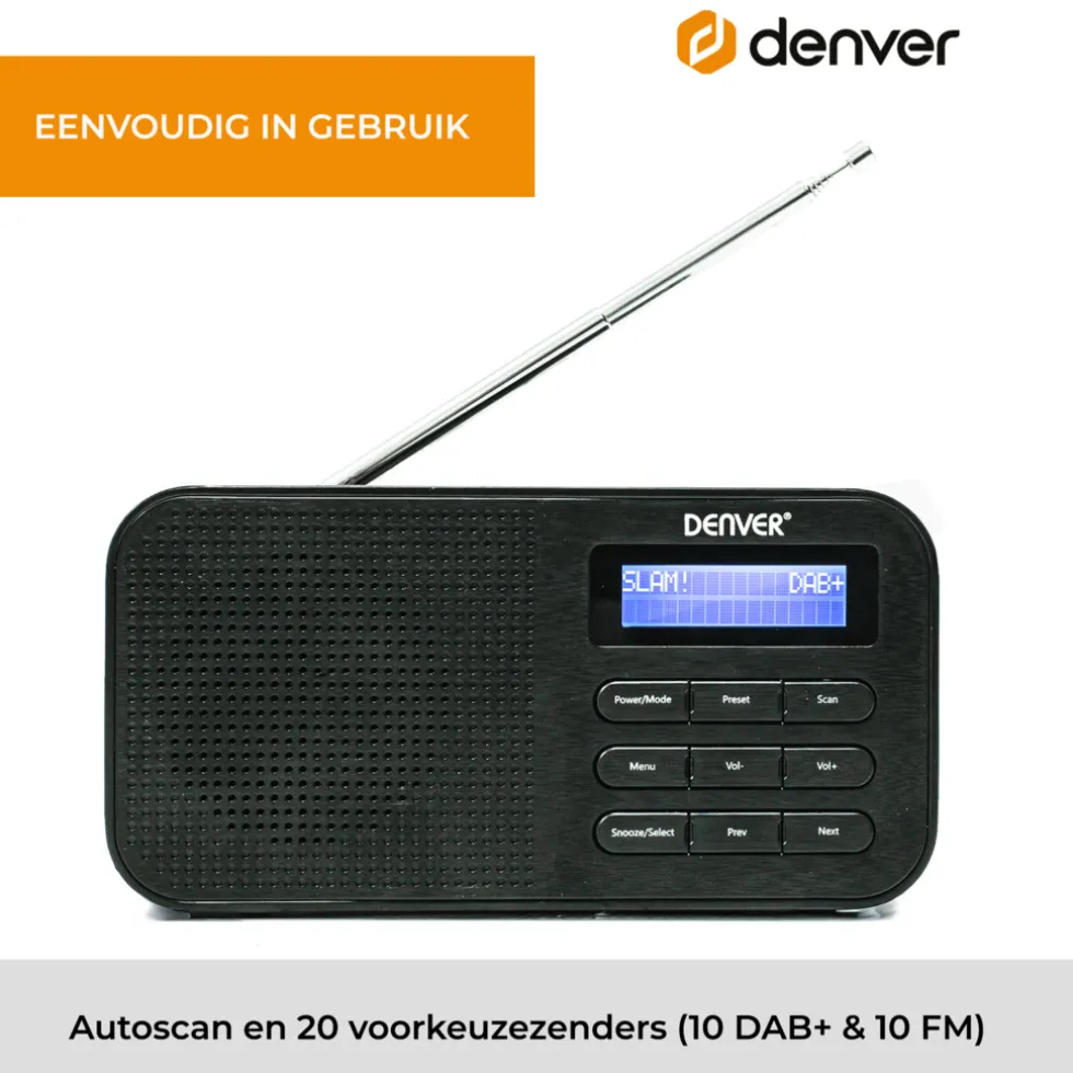 Denver DAB42B Noodradio DAB+/FM-radio met Bluetooth