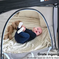 Deryan Draagbare Kinderbox Zwart Vaste matrasbodem Reisbox campingbedje