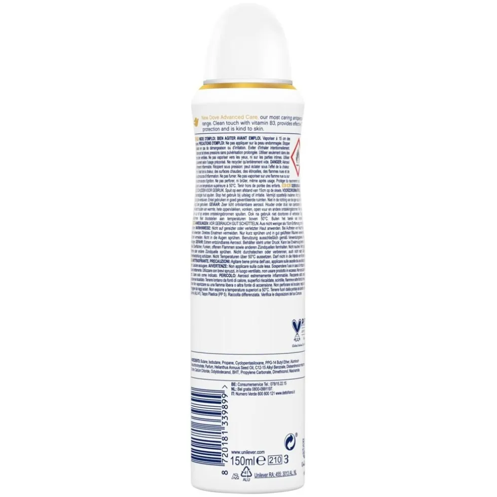 Dove Advanced Care Clean Touch Antitranspirant Deodorant Spray