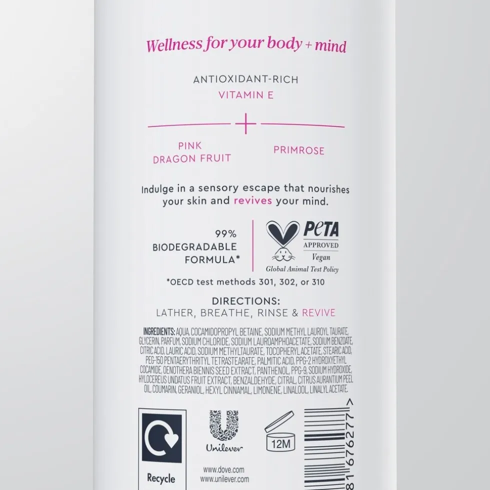 Dove Body+Mind Dragon Fruit & Primrose Oil Douchegel
