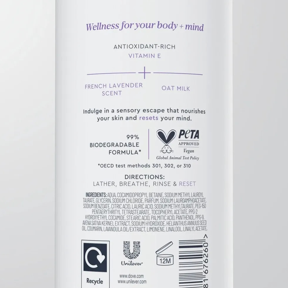 Dove Body+Mind French Lavender & Oat Milk Douchegel