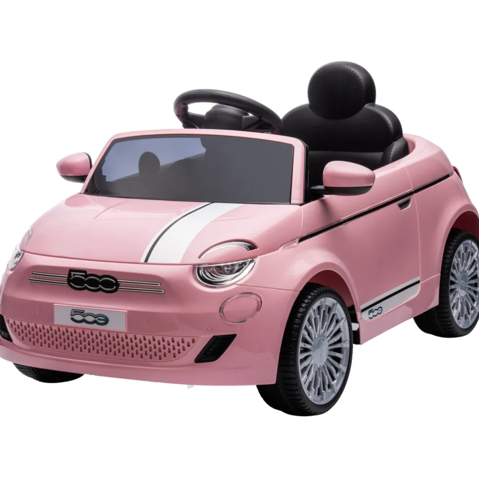 Eco Toys Roze Elektrische Fiat 500 Kinderauto
