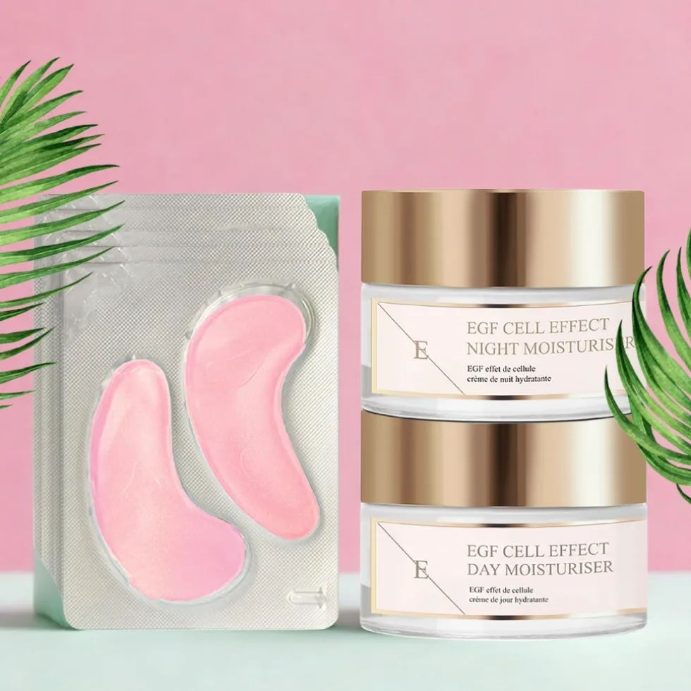 Egf Cell Effect Dagcrème + Egf Cell Effect Nachtcrème + Rose Blossom Oogpads