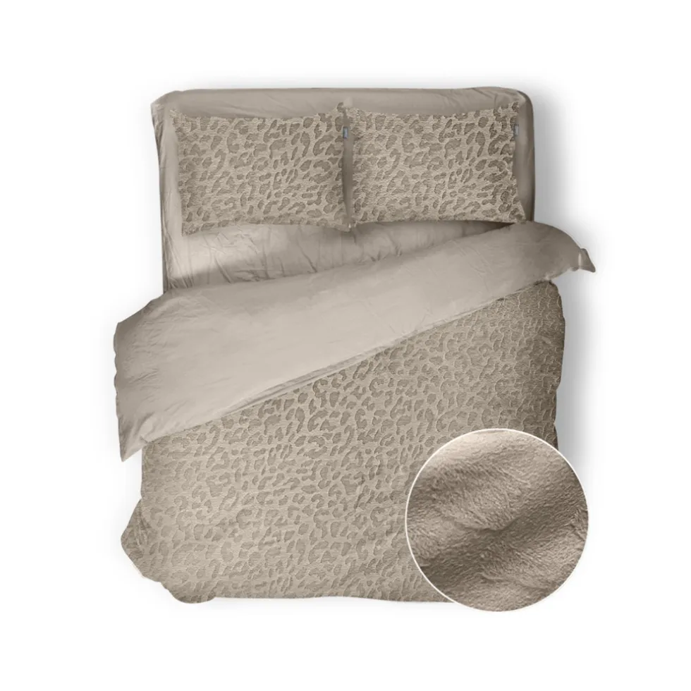 Eleganzzz Dekbedovertrek Micro Mink Leopard - royal sand 200x200/220cm