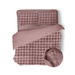 Eleganzzz Dekbedovertrek Shiny Bubble Pom Pom Flanel Fleece - old rose 200x200/220cm