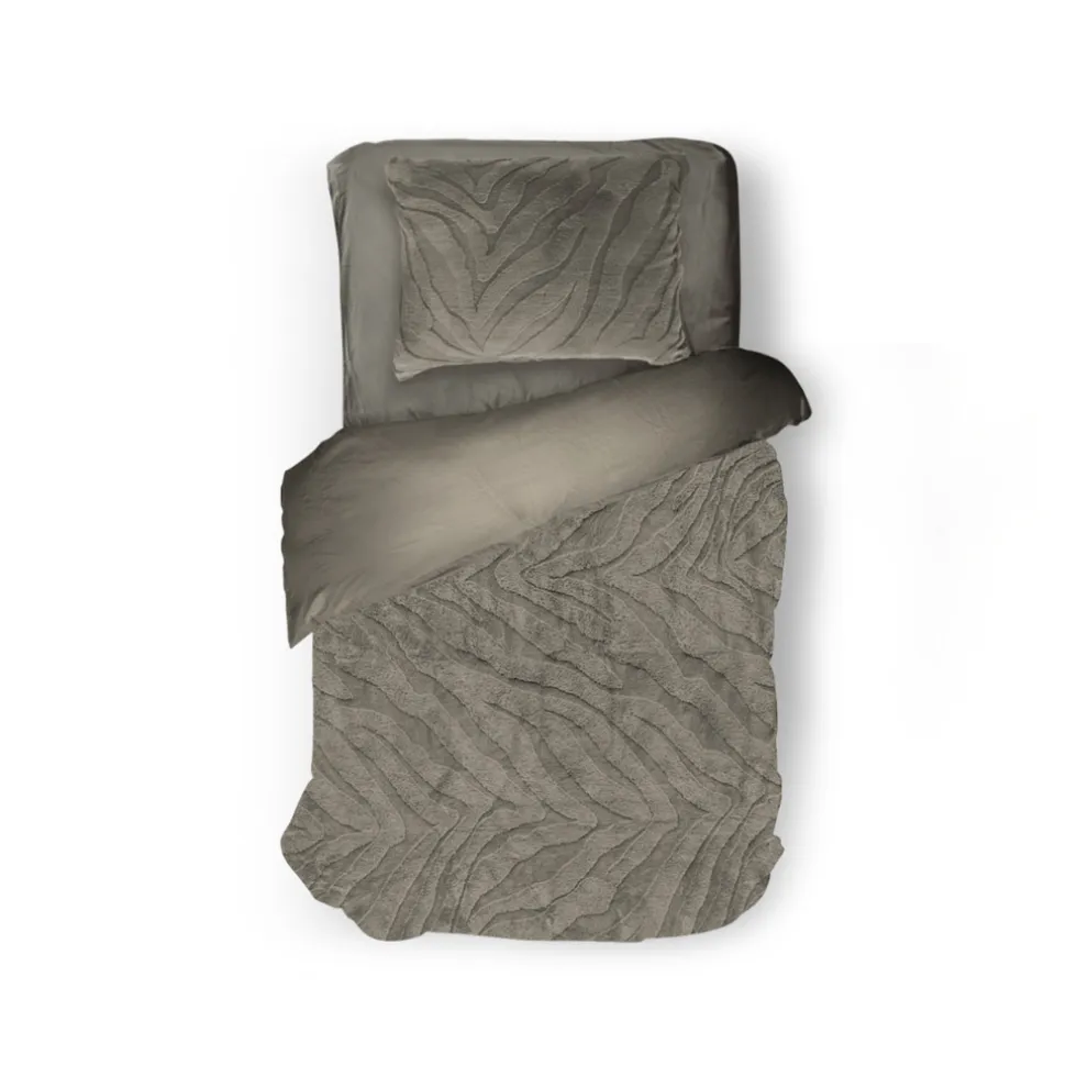 Eleganzzz Dekbedovertrek Jacquard Rabbit Fur - taupe grey 140x200/220cm