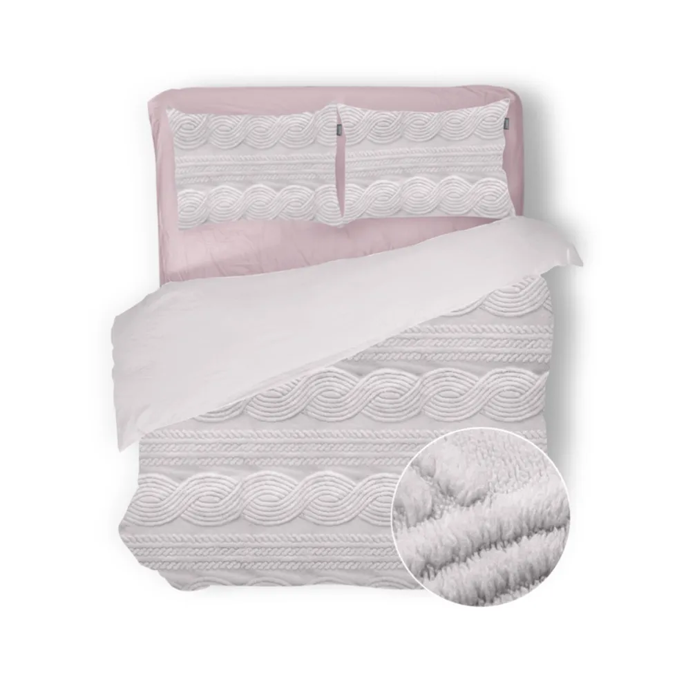 Eleganzzz Dekbedovertrek Jacquard Teddy Pluche - baby pink 200x200/220cm