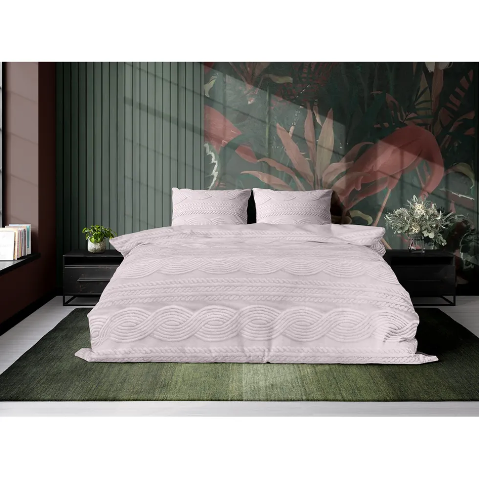 Eleganzzz Dekbedovertrek Jacquard Teddy Pluche - baby pink 200x200/220cm