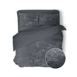 Eleganzzz Dekbedovertrek 3D Embossed Velvet Wave - dark grey 200x200/220cm
