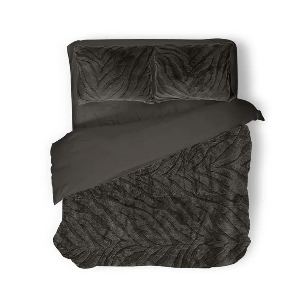 Eleganzzz Dekbedovertrek Jacquard Rabbit Fur - taupe grey 240x200/220cm