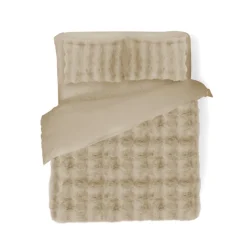 Eleganzzz Dekbedovertrek Bubble Pom Pom Rabbit Fur - sand 240x200/220cm